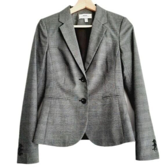 MEXX Metropolitan Plaid Blazer Jacket Grey Sz 4 - Picture 1 of 9